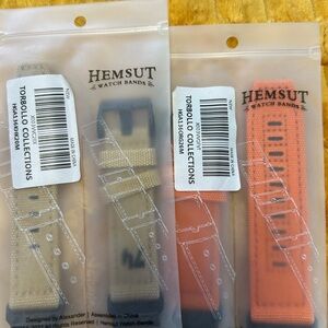 Beige and Orange Watch Bands